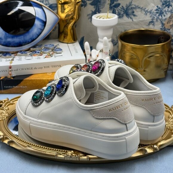 🆕 KURT GEIGER LONDON 🧿 NWOB Laney Octavia Sneaker, White Leather, Sz 36 US 6 - Picture 14 of 16